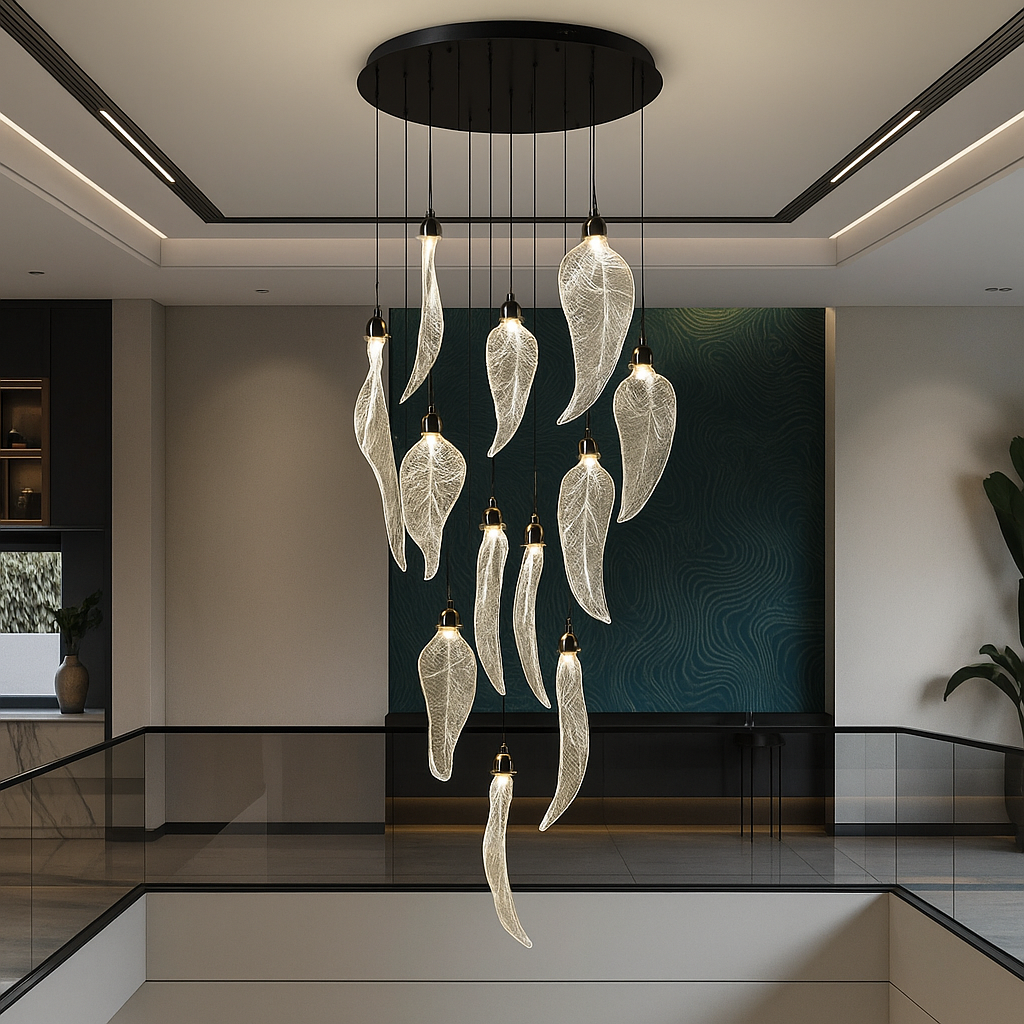 Elyora Acrylic Staircase Chandelier Modern Art Deco Inspired Illumination - Zynella
