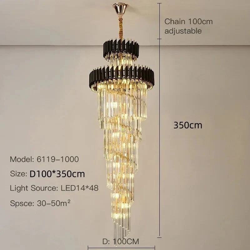 Luxury black and gold crystal chandelier close‑up