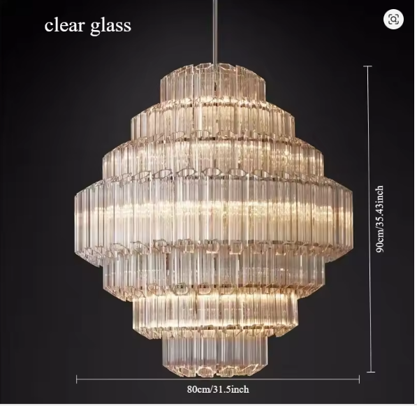 Nordic style glass chandelier installed