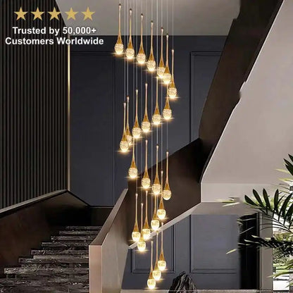 Zynella Cascade:Grand Crystal Staircase & Foyer Chandelier