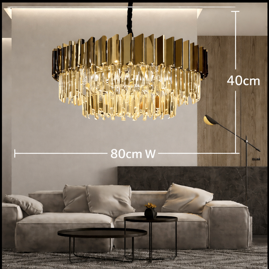 Cuban Grey Crystal Chandelier