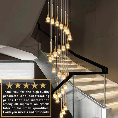 Zynella Cascade:Grand Crystal Staircase & Foyer Chandelier