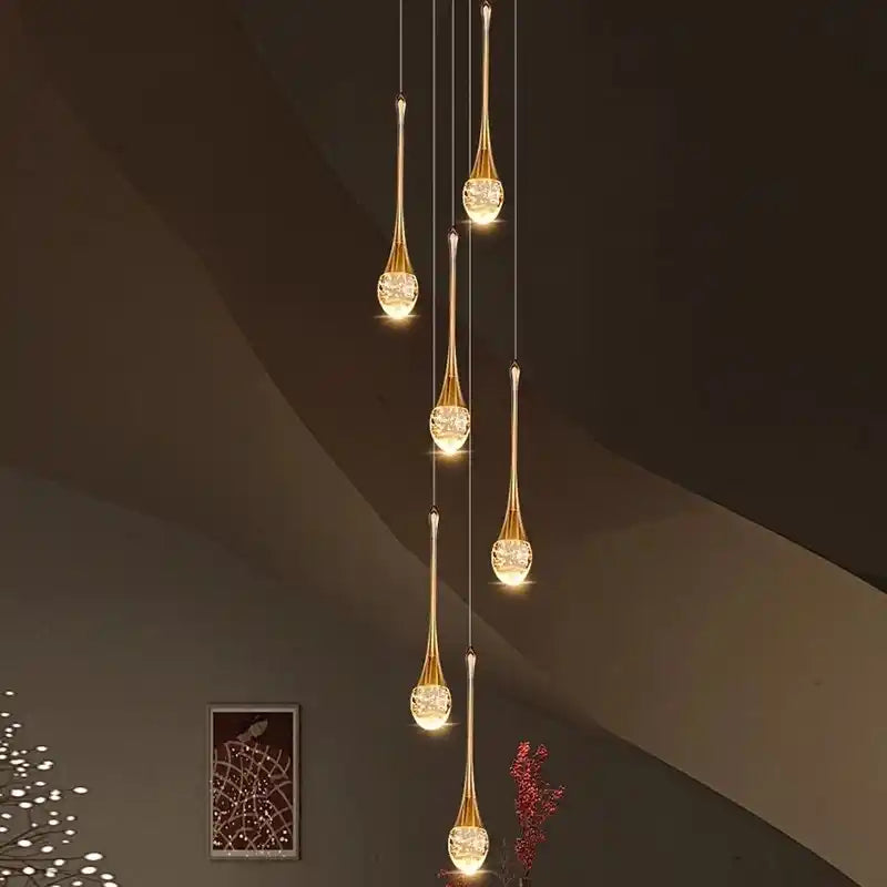 Zynella Cascade:Grand Crystal Staircase & Foyer Chandelier