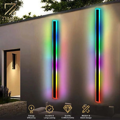 Zynella Chroma: Smart WiFi RGB Linear Outdoor Sconce (IP65 Waterproof)