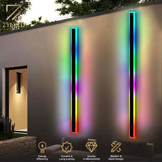 Zynella Chroma: Smart WiFi RGB Linear Outdoor Sconce (IP65 Waterproof)