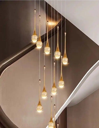 Zynella Cascade:Grand Crystal Staircase & Foyer Chandelier