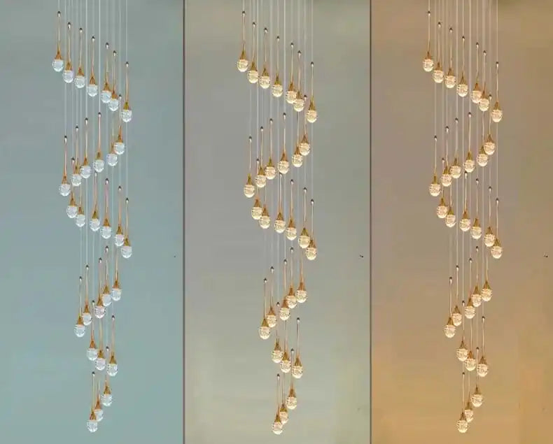 Zynella Cascade:Grand Crystal Staircase & Foyer Chandelier