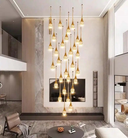 Zynella Cascade:Grand Crystal Staircase & Foyer Chandelier