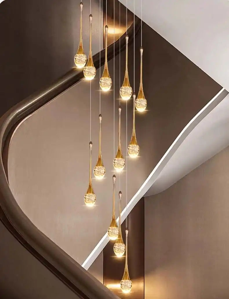 Zynella Cascade:Grand Crystal Staircase & Foyer Chandelier