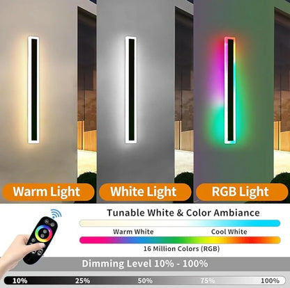 Zynella Chroma: Smart WiFi RGB Linear Outdoor Sconce (IP65 Waterproof)