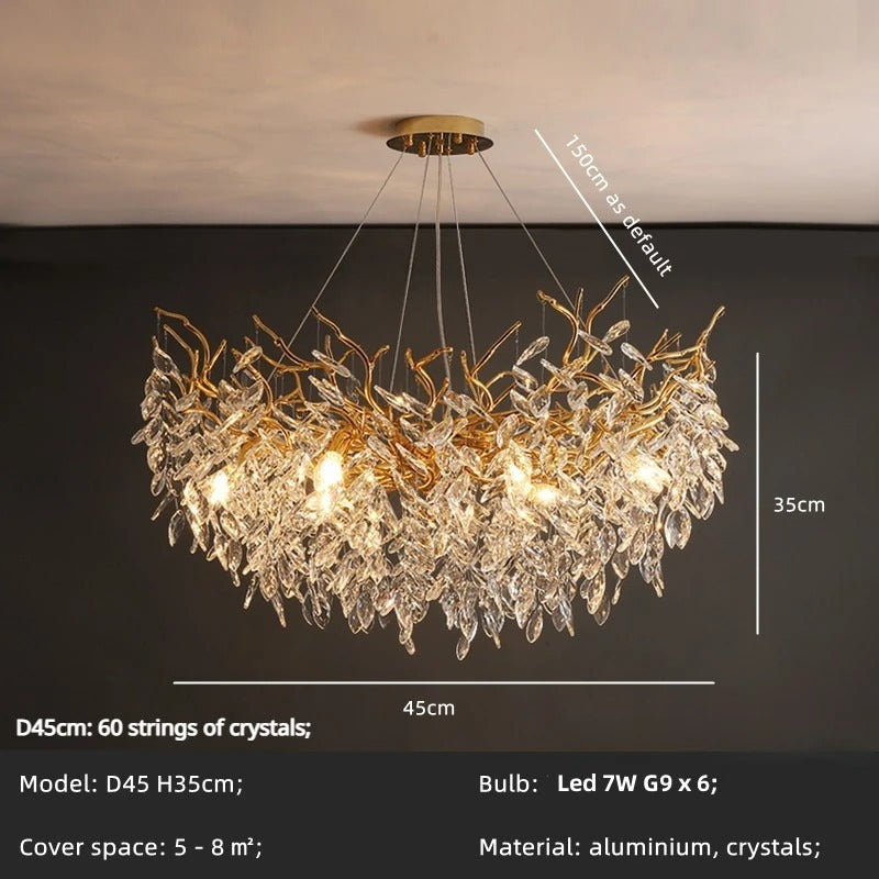 Zynella Luxury Crystal Branch Chandelier