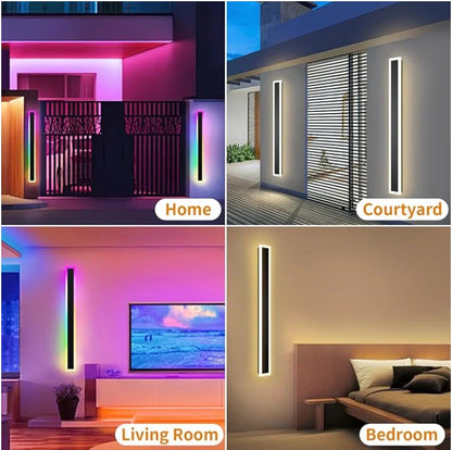 Zynella Chroma: Smart WiFi RGB Linear Outdoor Sconce (IP65 Waterproof)
