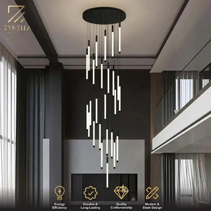 Zynella Apex: Grand Loft & Staircase LED Chandelier