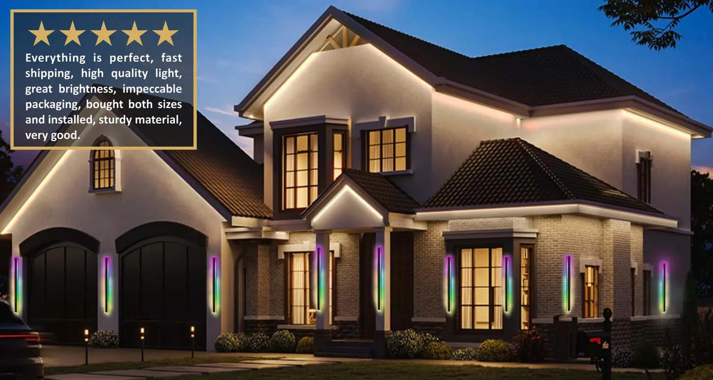 Zynella Chroma: Smart WiFi RGB Linear Outdoor Sconce (IP65 Waterproof)