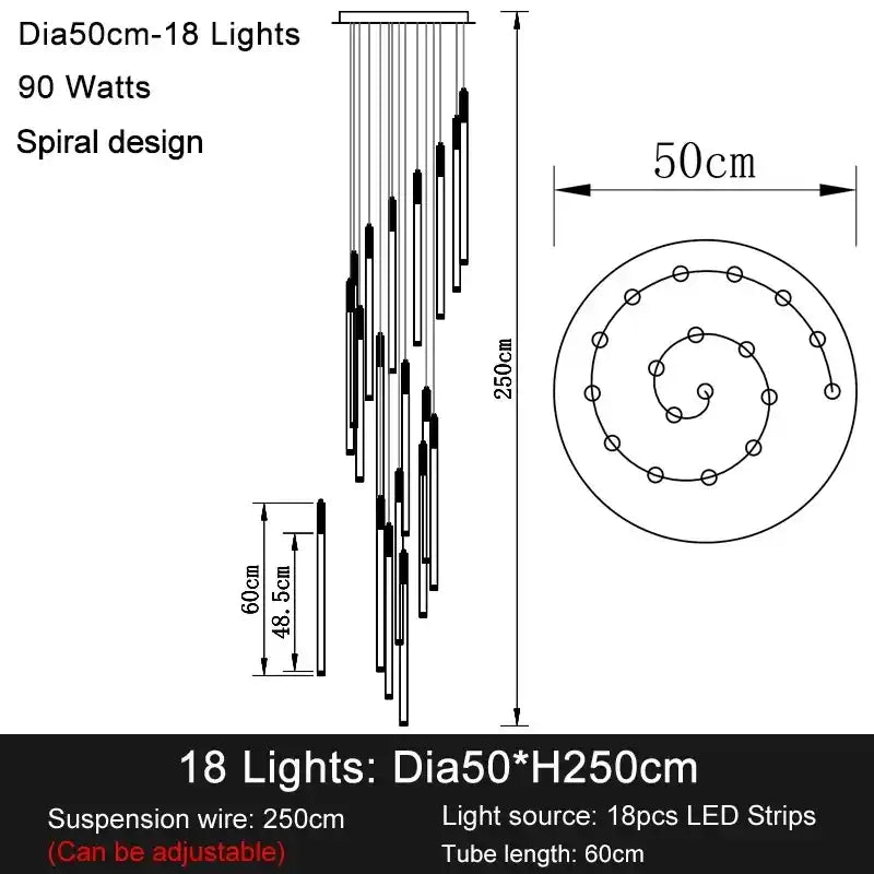 Zynella Apex: Grand Loft & Staircase LED Chandelier