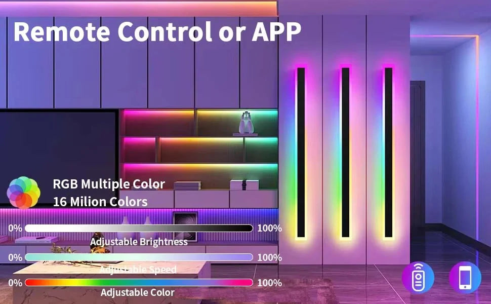 Zynella Chroma: Smart WiFi RGB Linear Outdoor Sconce (IP65 Waterproof)