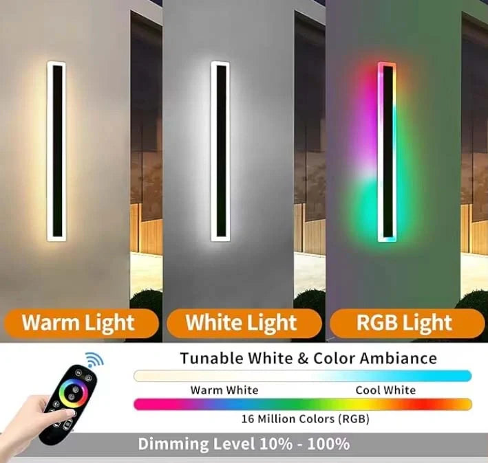Zynella Chroma: Smart WiFi RGB Linear Outdoor Sconce (IP65 Waterproof)