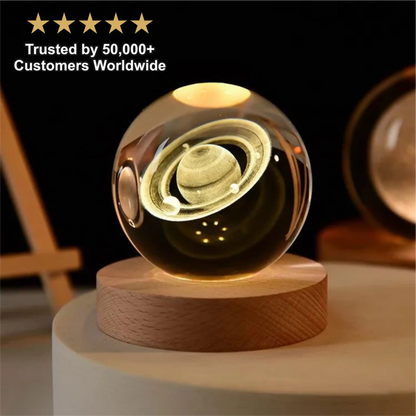 Zynella Celestial: 3D Laser-Etched Crystal Ball Night Light