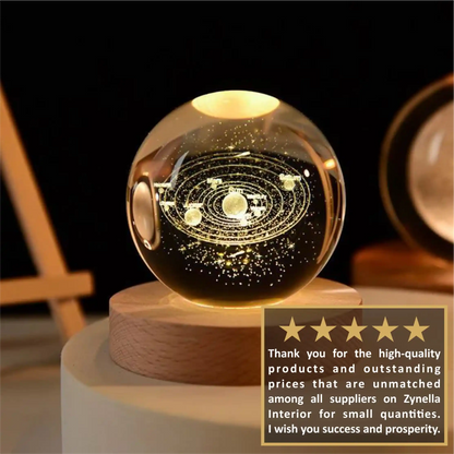 Zynella Celestial: 3D Laser-Etched Crystal Ball Night Light