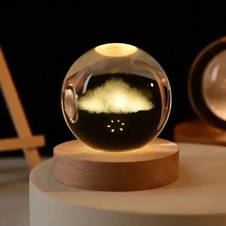 Zynella Celestial: 3D Laser-Etched Crystal Ball Night Light