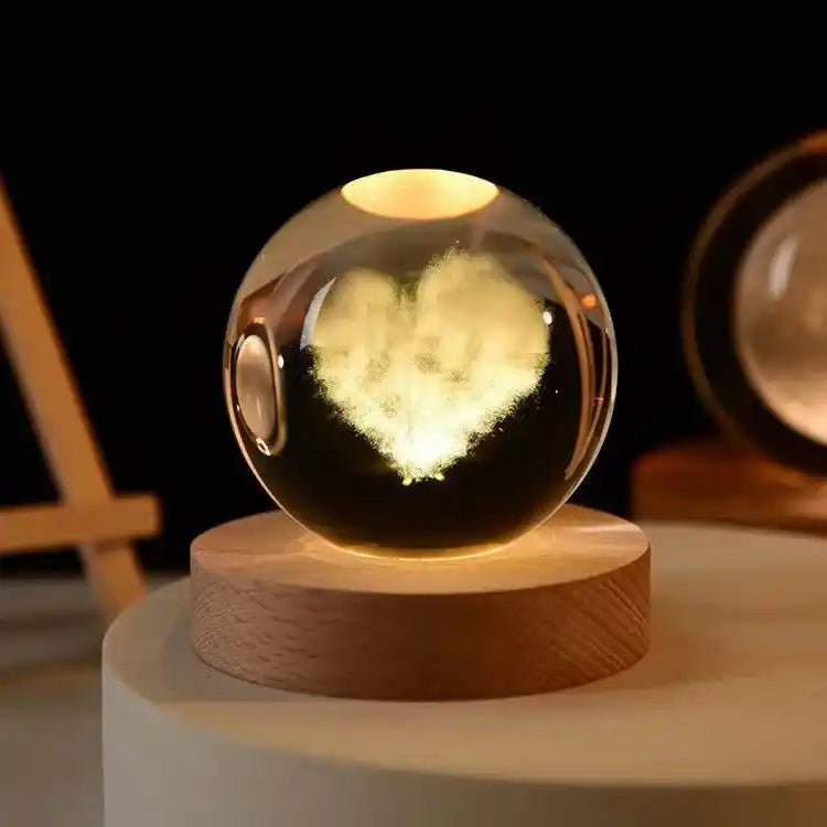 Zynella Celestial: 3D Laser-Etched Crystal Ball Night Light
