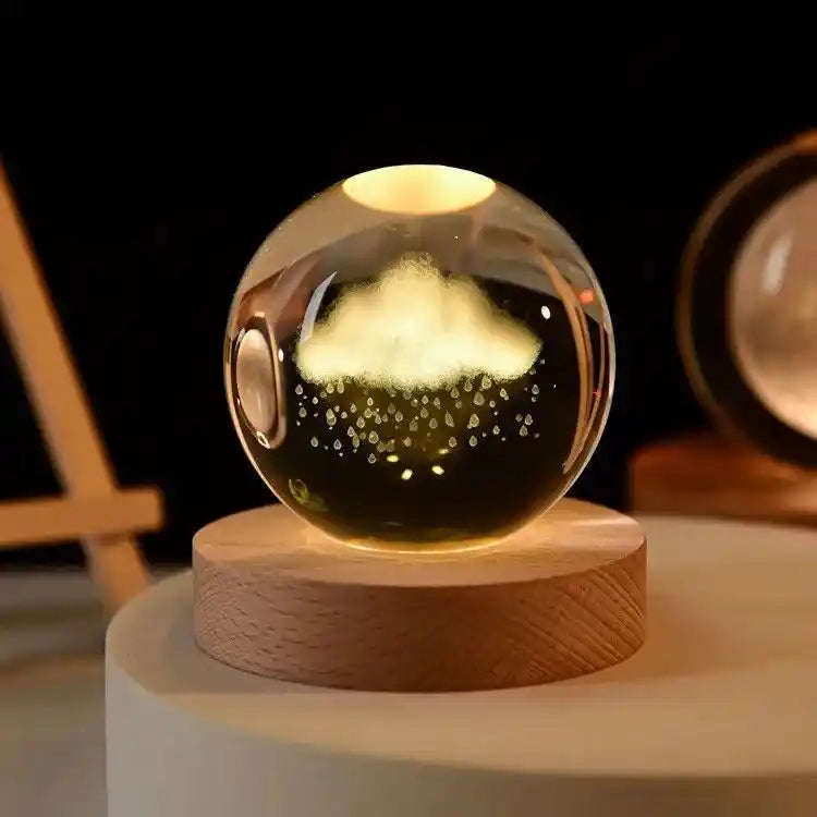 Zynella Celestial: 3D Laser-Etched Crystal Ball Night Light