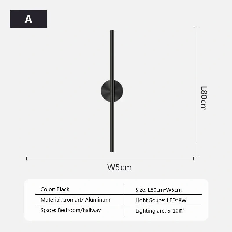 Zynella Black Tube Wall Lamp