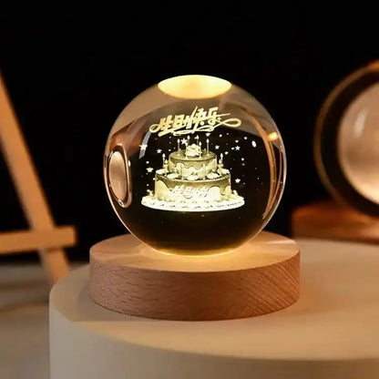 Zynella Celestial: 3D Laser-Etched Crystal Ball Night Light