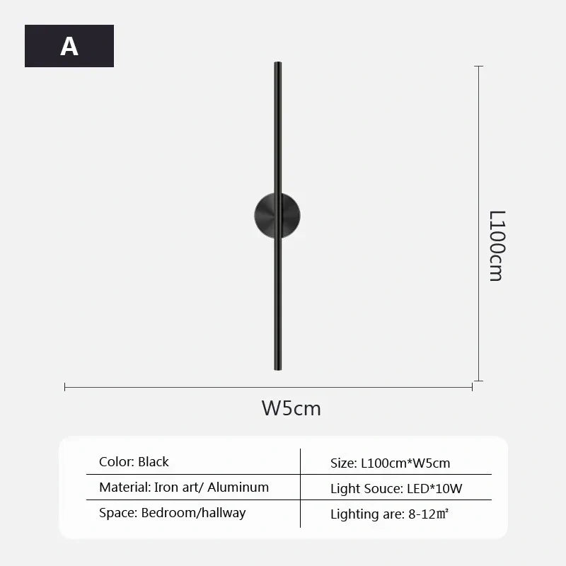 Zynella Black Tube Wall Lamp