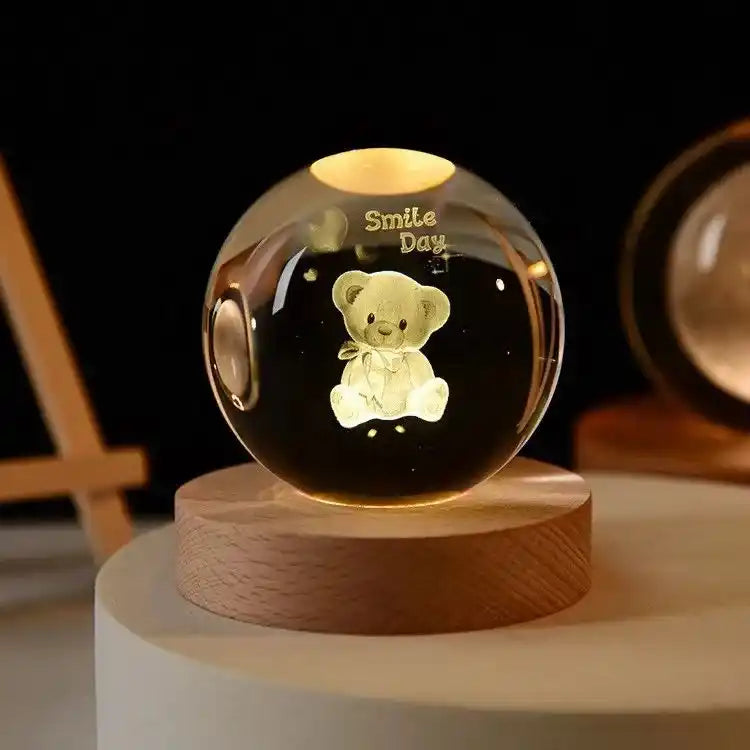Zynella Celestial: 3D Laser-Etched Crystal Ball Night Light