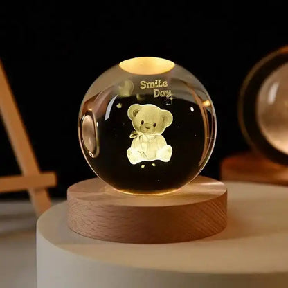 Zynella Celestial: 3D Laser-Etched Crystal Ball Night Light