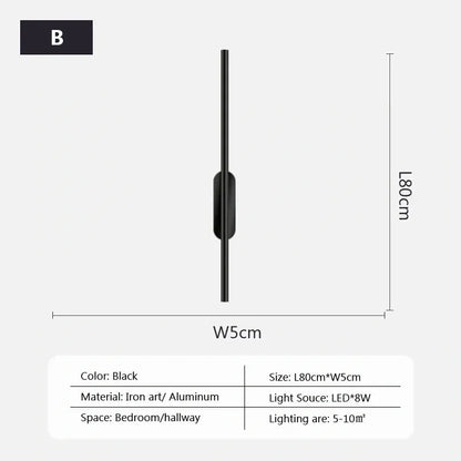 Zynella Black Tube Wall Lamp