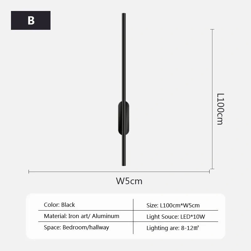 Zynella Black Tube Wall Lamp