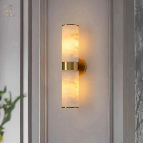 Zynella Antique Gold Marble Wall Lamp
