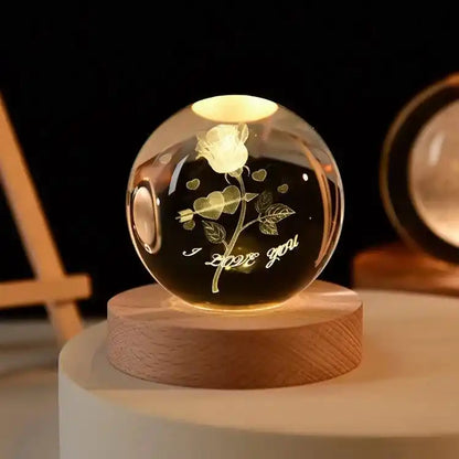Zynella Celestial: 3D Laser-Etched Crystal Ball Night Light