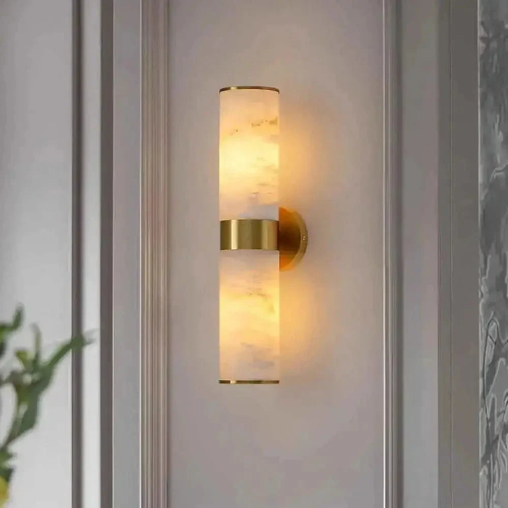 Zynella Antique Gold Marble Wall Lamp