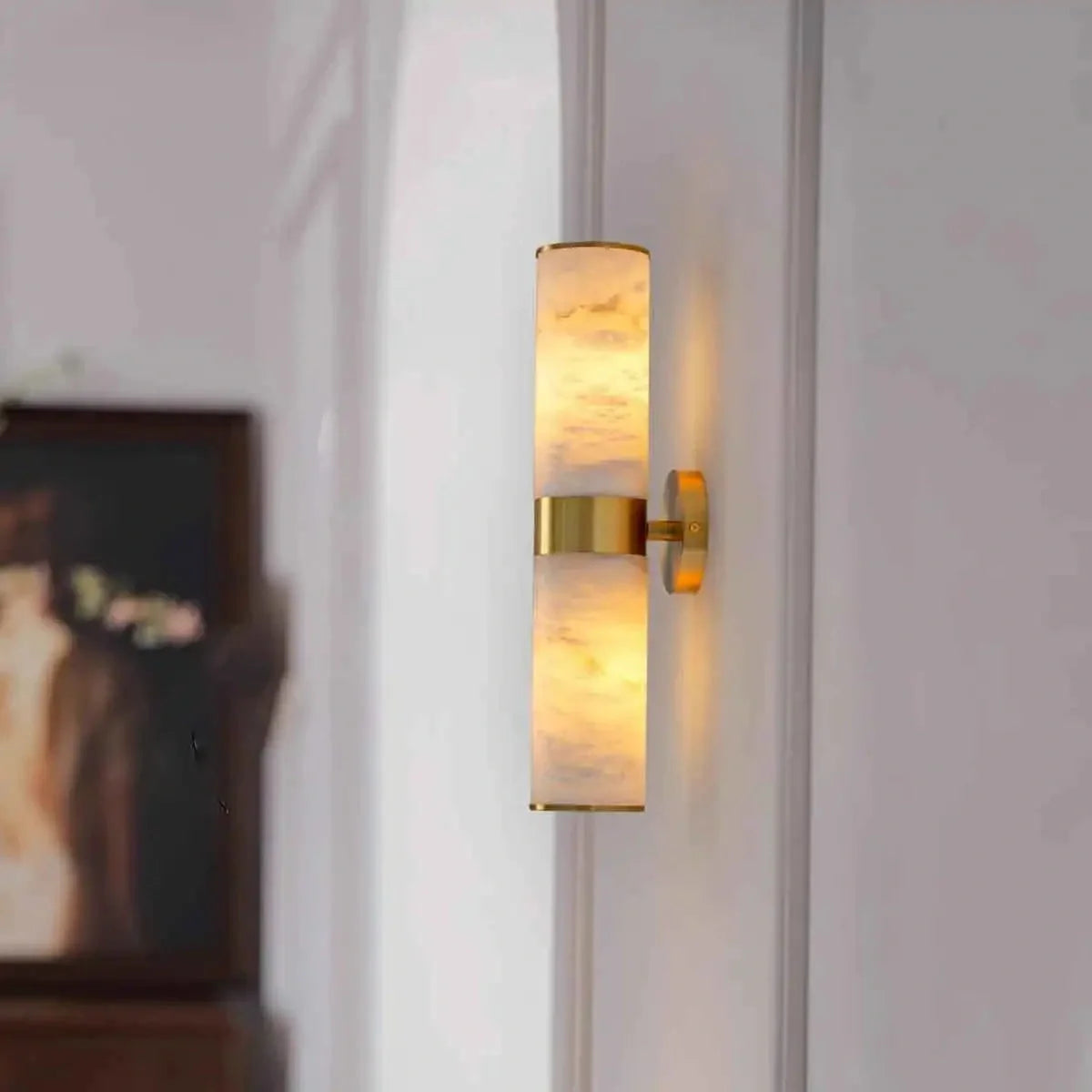 Zynella Antique Gold Marble Wall Lamp