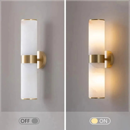 Zynella Antique Gold Marble Wall Lamp