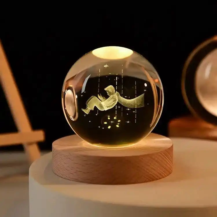 Zynella Celestial: 3D Laser-Etched Crystal Ball Night Light