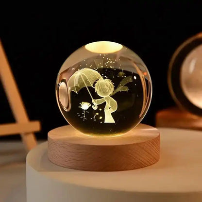 Zynella Celestial: 3D Laser-Etched Crystal Ball Night Light
