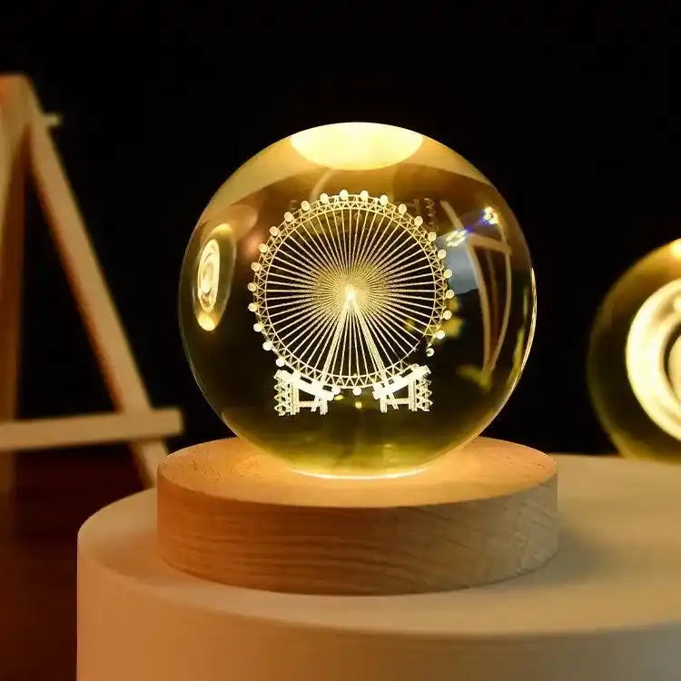 Zynella Celestial: 3D Laser-Etched Crystal Ball Night Light