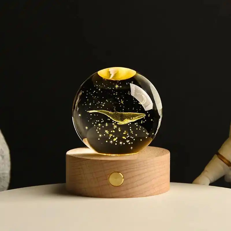 Zynella Celestial: 3D Laser-Etched Crystal Ball Night Light