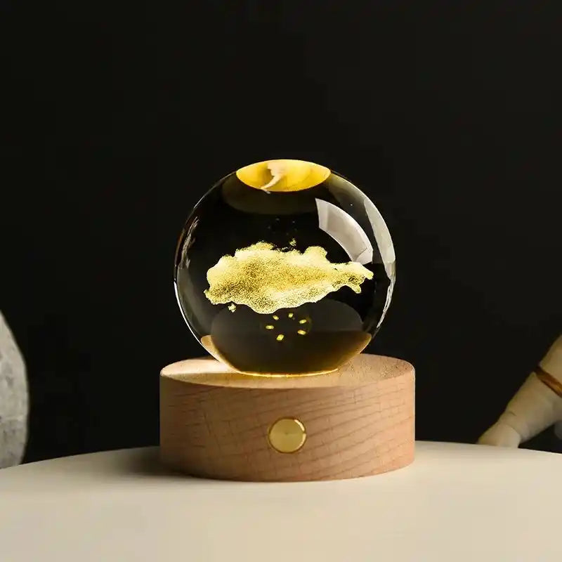 Zynella Celestial: 3D Laser-Etched Crystal Ball Night Light