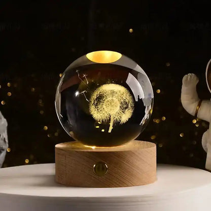 Zynella Celestial: 3D Laser-Etched Crystal Ball Night Light