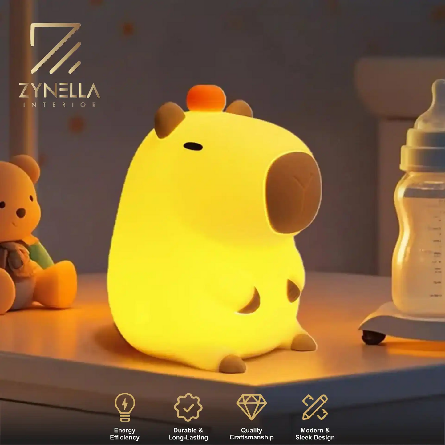 Zynella Waddle: Squishy Silicone Duck Night Light & Sleep Companion
