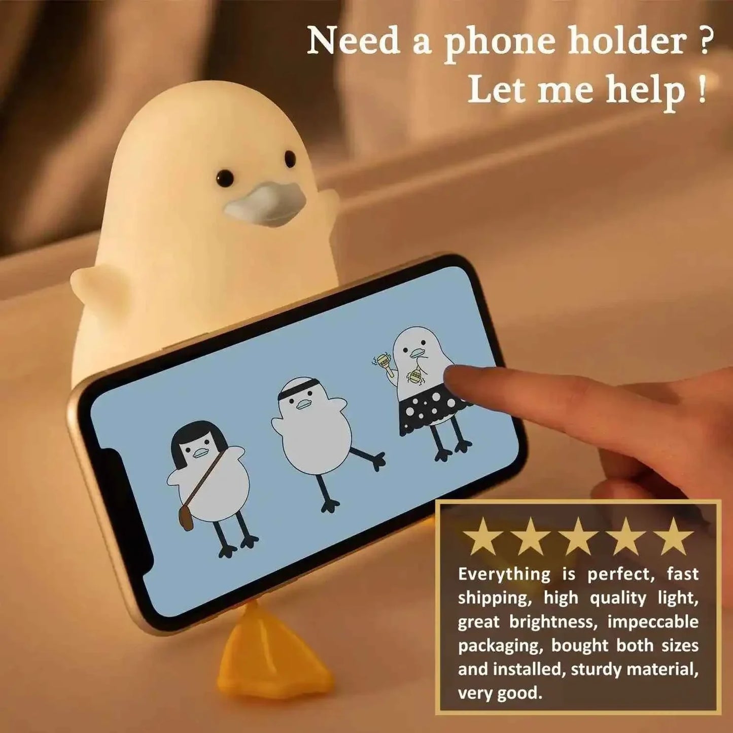 Zynella Waddle: Squishy Silicone Duck Night Light & Sleep Companion