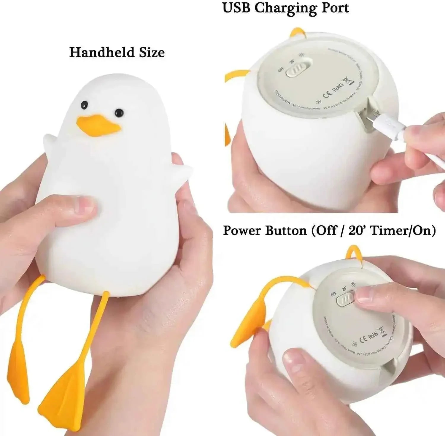 Zynella Waddle: Squishy Silicone Duck Night Light & Sleep Companion