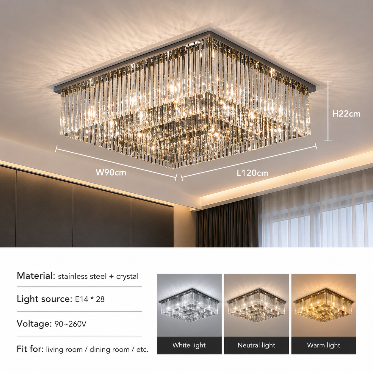 Kade Crystal Modern Chandelier | Zynella Interior