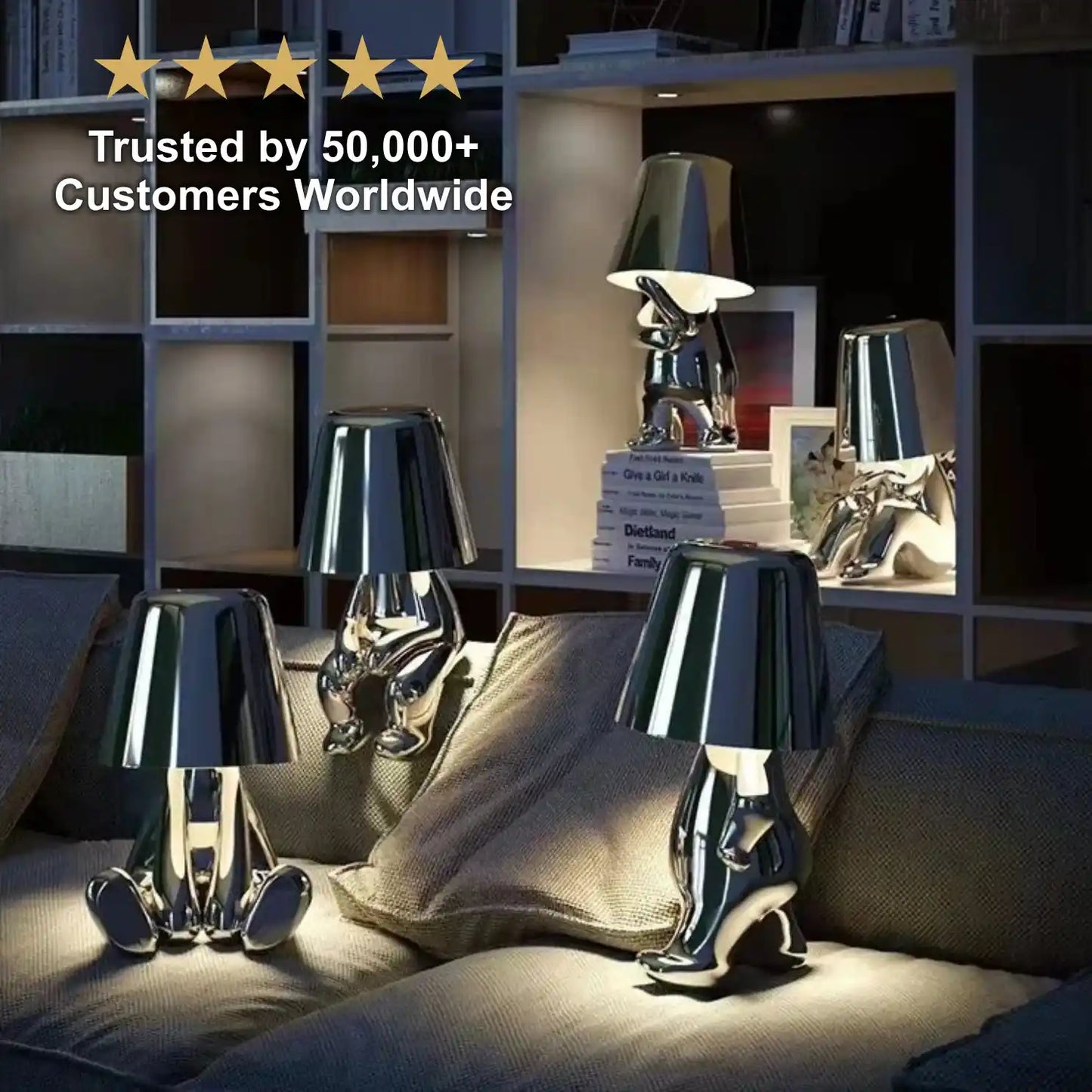 Zynella Oscar: Italian-Style Golden "Little Man" Portable Desk Lamp