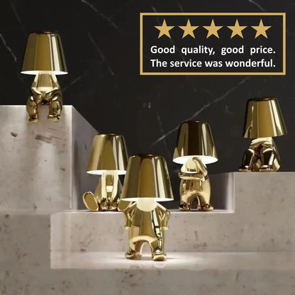 Zynella Oscar: Italian-Style Golden "Little Man" Portable Desk Lamp